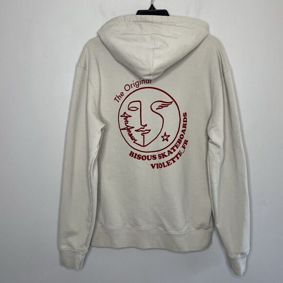 VIOLETTE_FR x Bisous Skateboards Hoodie Women Medium Beige Logo AVEC AMOUR - Picture 4 of 9